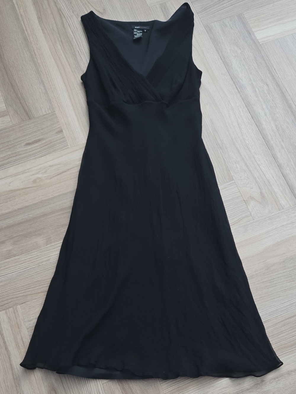 BC BG Maxazaria Black Sleeveless Midi Wrap-Style Dress 6